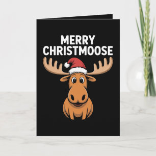 Cartão Natal Alegre Christmoose Rena Alce Chapéu de Papai
