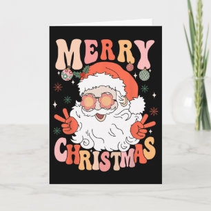 Cartão Natal Alegre Retro Groovy Santa Claus da Moda