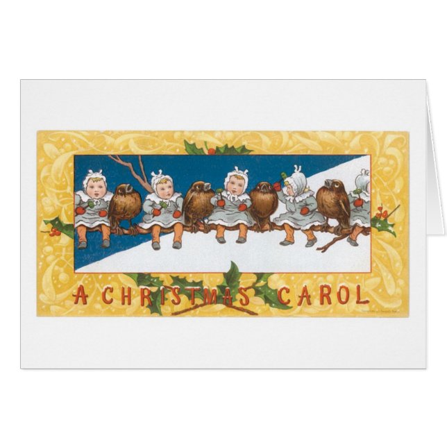 Cartão Natal antigo, bebês (Frente Horizontal)