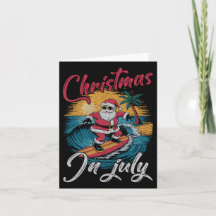 Cartão Natal Antigo Em Julho Papai Noel Havaiano Surfando