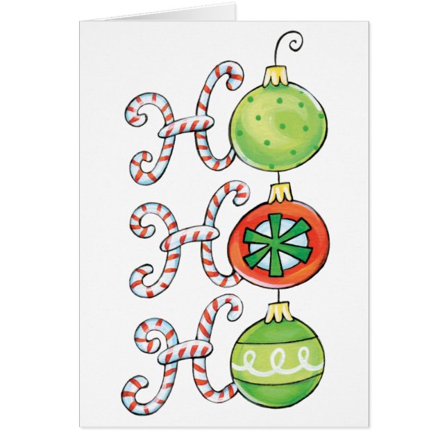 Cartão Natal Antigo, HO HO HO! Balas de Natal Enfeites (Frente)