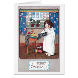 Cartão Natal antigo, Menina