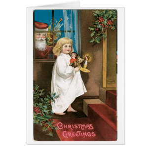 Cartão Natal antigo, Menina