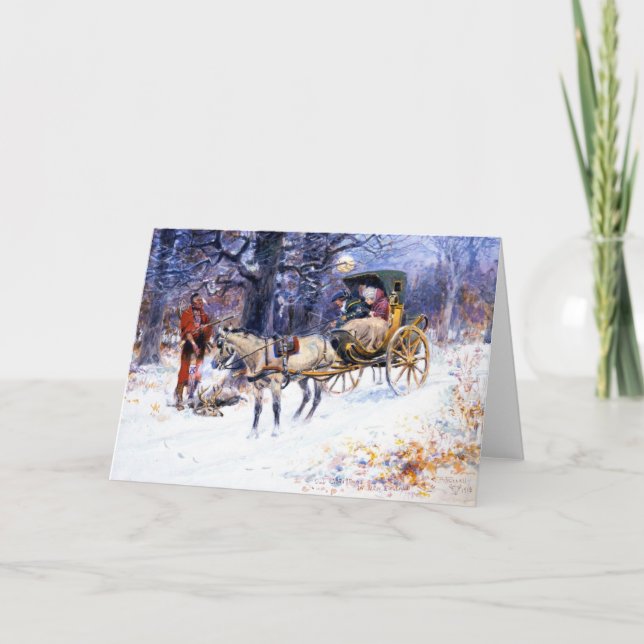 Cartão Natal Antigo na Nova Inglaterra (por Charles Russe (Frente)