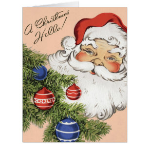 Cartão Natal Antigo Olá! Alegre Papai Noel