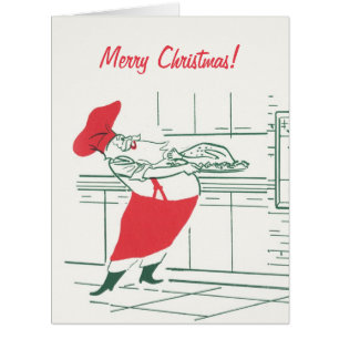 Cartão Natal Antigo, Papai Noel Chef e Peru