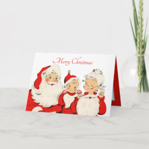 Cartão Natal antigo Papai Noel Sra. Claus adicionar senti