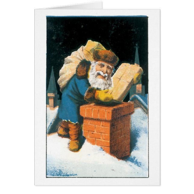 Cartão Natal antigo, Papais noeis (Frente)