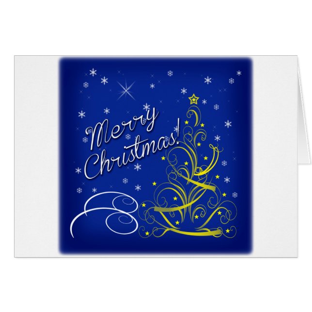 Cartão Natal azul (Frente Horizontal)