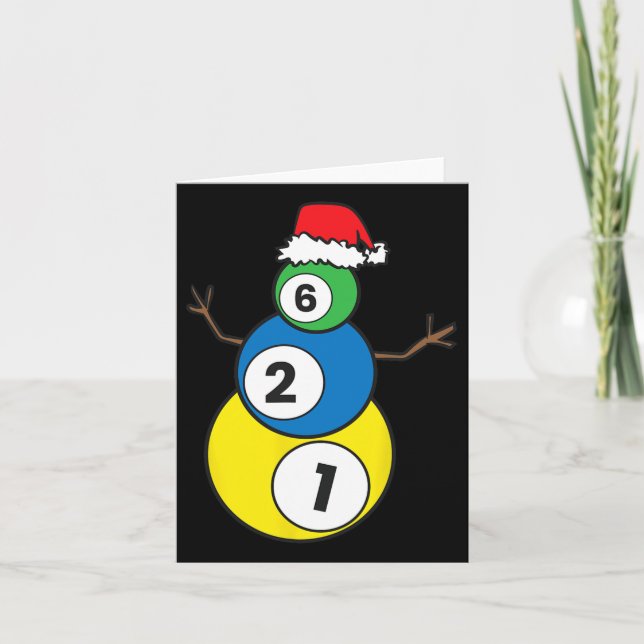 Cartão Natal Billiards Snowman Crianças Presente de Natal (Frente)