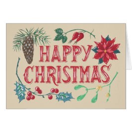 Cartão Natal Botânico Tradicional