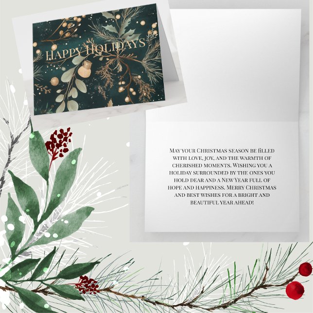 Cartão Natal Botânico Verde Elegante (Send your Christmas Greetings with our Elegant Green Botanical Christmas Greeting Cards!)