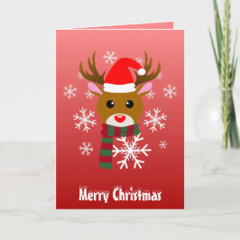 Cartão Natal Branco Rudolph Rudolph, Rena Nosada Vermelha