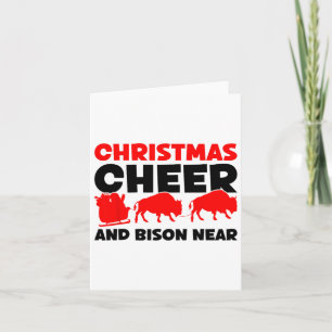 Cartão Natal Cheer E Bison Perto - Bison Buffalo Xma