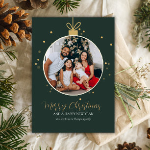 Cartão Natal com foto moderna de luxo personalizada para