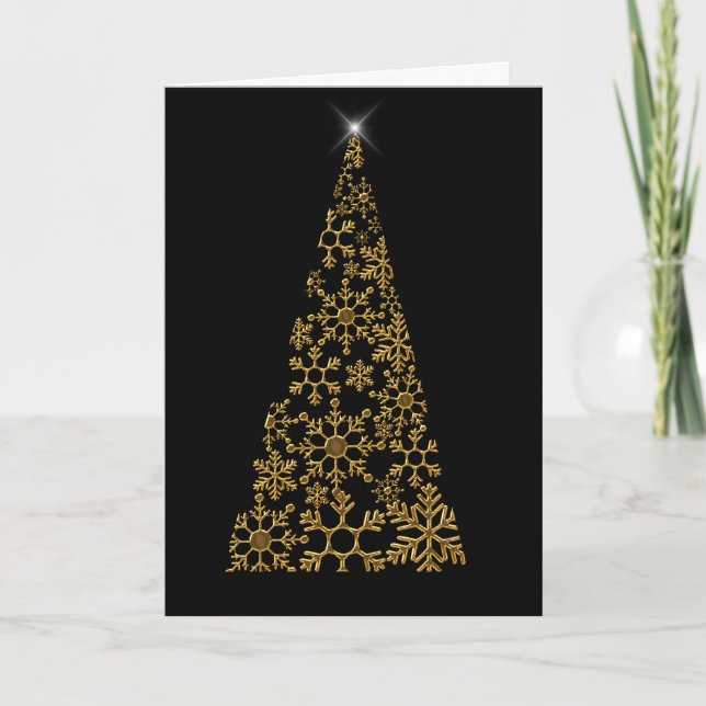 Cartão Natal Contemporâneo Preto e Dourado (Frente)