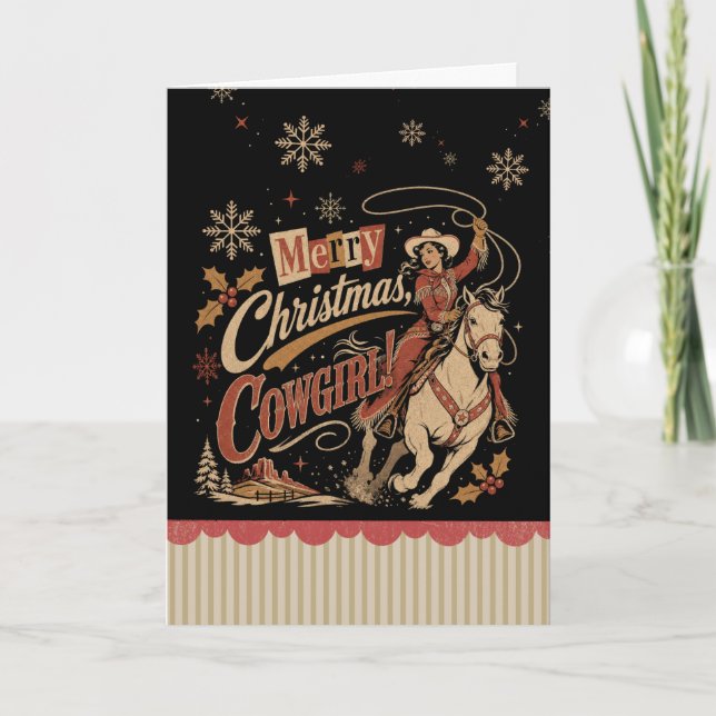 Cartão Natal Cowgirl (Frente)