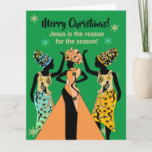 Cartão Natal Cristão Inspirador Afro-Americano