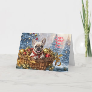 Cartão Natal Cute e Divertido Frenchie Bulldog