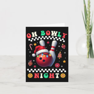 Cartão Natal da boliche Oh Bowly Night Santa Hat Christm