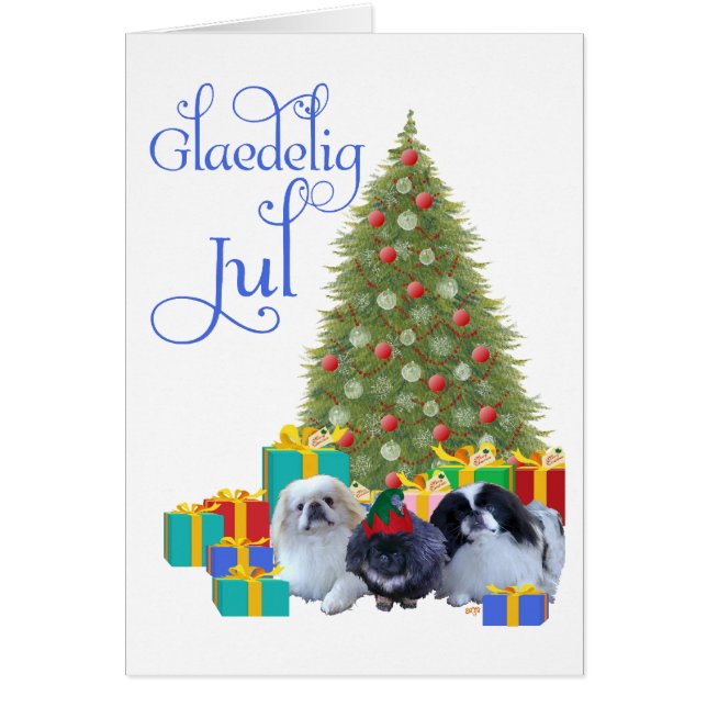 Cartão Natal da família Pekingese (Frente)