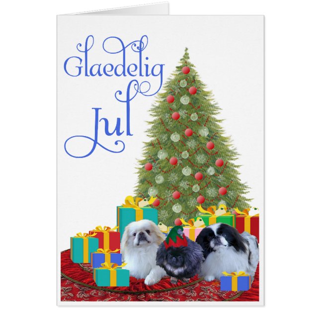 Cartão Natal da família Pekingese (Frente)