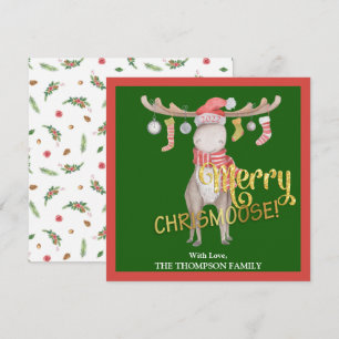 Cartão Natal da feliz ChrisMoose Watercolor