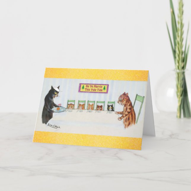 Cartão Natal da Feliz de Gatos (Frente)