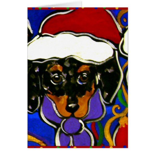 Cartão Natal Dapple Doxie (Frente)