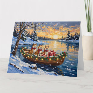 Cartão Natal de Barco Akita Festa