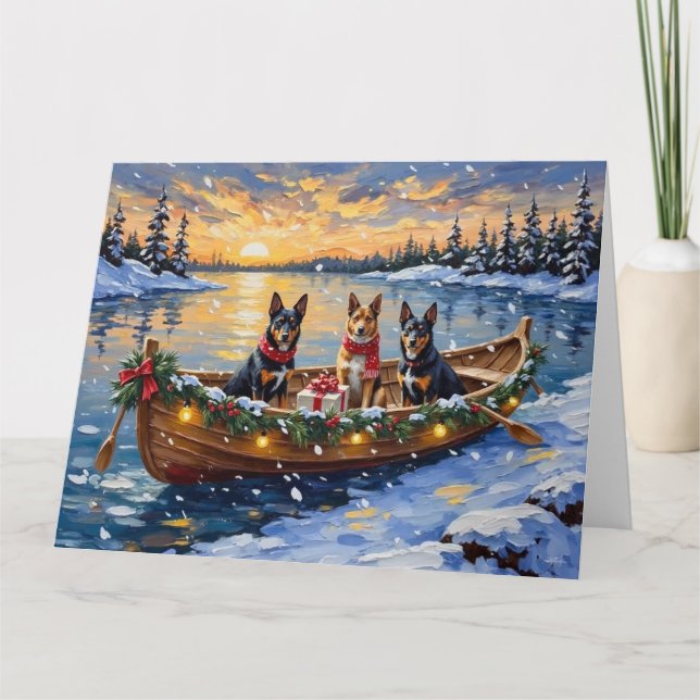 Cartão Natal de barco do Malinois Belga (Frente)