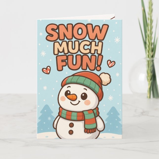 Cartão Natal de Boneco de Neve Fofo (Frente)