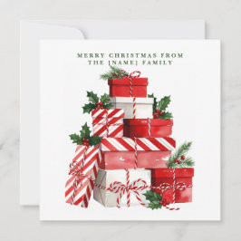 Cartão Natal de Cana de Açúcar em Aquarela Personalizável