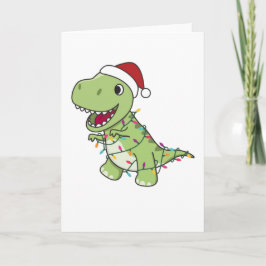 Cartão Natal de Dinossauro Neve Inverno T-Rex Dino