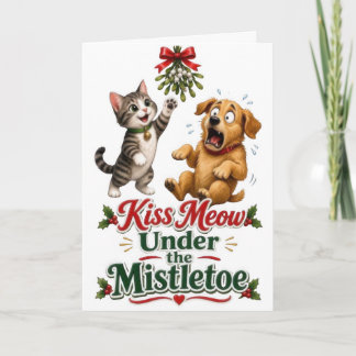 Cartão Natal de Gato e Cachorro Engraçado