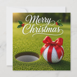 Cartão Natal de golfe com bola de golfe com decoração de 