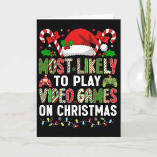 Cartão Natal de Hugvyn Mais Propenso a Jogar Video Games