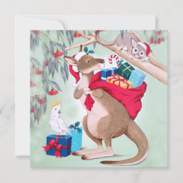 Cartão Natal de Kangaroo - Arte de Natal Australiana