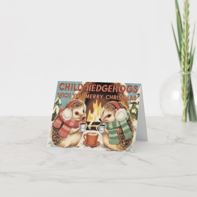 Cartão Natal de porco-espinho (Frente)