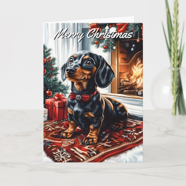 Cartão Natal de Tan Dachshund (Frente)