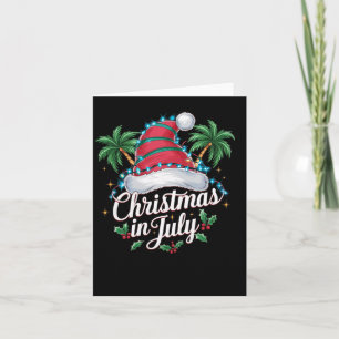 Cartão Natal de Verão Chapéu de Papai Noel e Palmeiras -