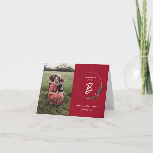 Cartão Natal de Wreath do Monograma Moderno