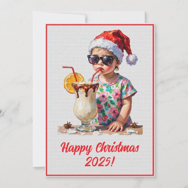 Cartão Natal Digital Personalizado Bebê E Leite Natal (Frente)