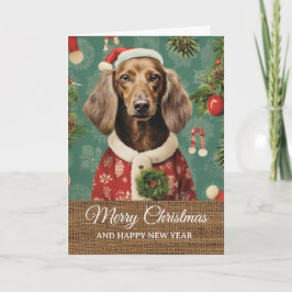 Cartão Natal Divertido Cachorro Antigo Disfarçado