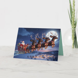 Cartão Natal Divertido com Dachshund