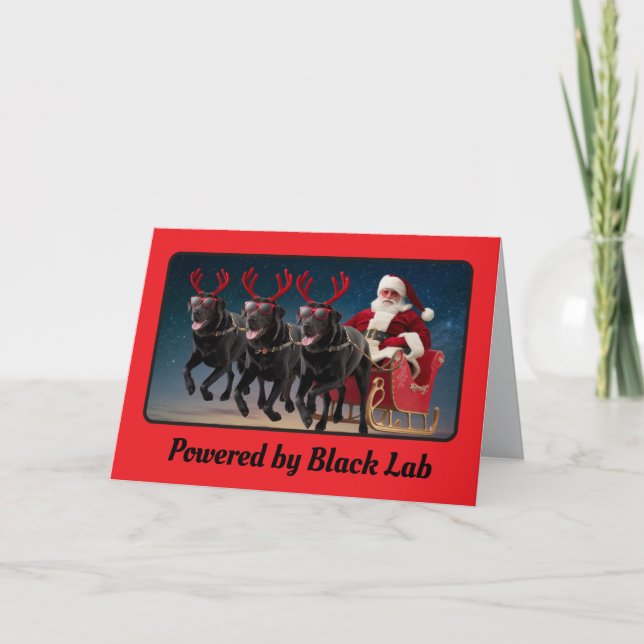 Cartão Natal Divertido com Labrador Preto (Frente)