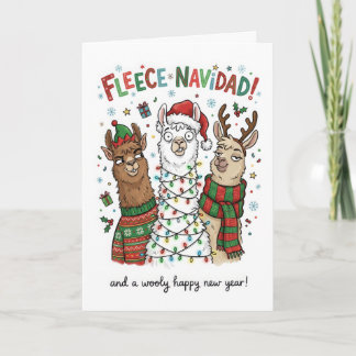 Cartão Natal Divertido com Llama – Fleece Navidad
