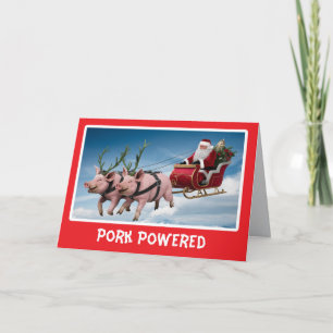 Cartão Natal Divertido com Porco de Férias