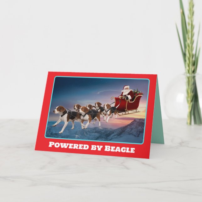 Cartão Natal Divertido de Beagle Férias (Frente)