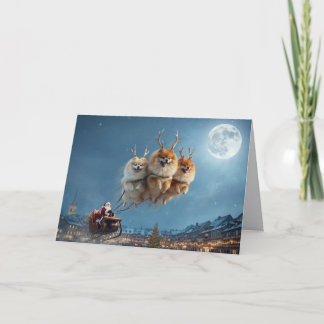 Cartão Natal divertido de Pomerânia Reno